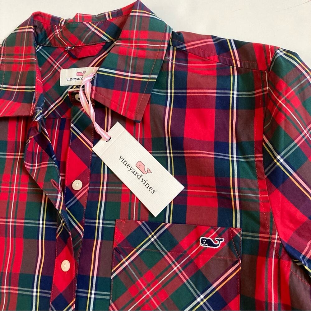 NWT Vineyard Vines Merry Plaid Plaid Button Down Women's Size 4 - Picture 3 of 9